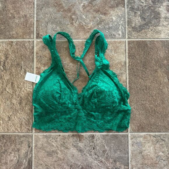 Aerie Fa La Lace Padded Bralette Green Alpine Size Small - Picture 3 of 9